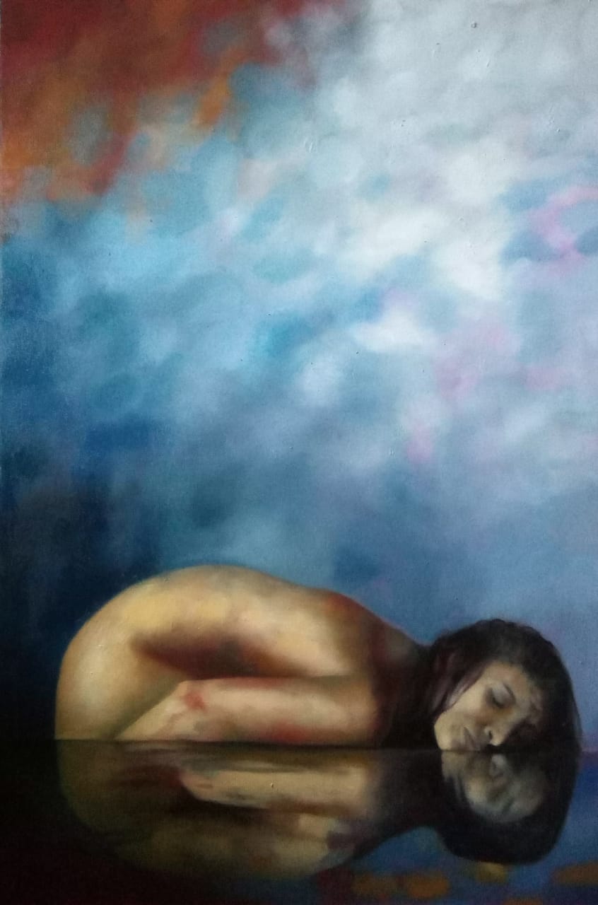 Pablo Mejías. La muerte del poeta. 2019. Óleo sobre lienzo