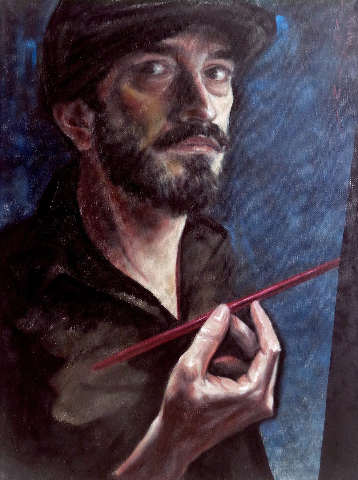 Alex Rojas. Autorretrato II. 2020. Óleo sobre tela. 40 x 30 cm