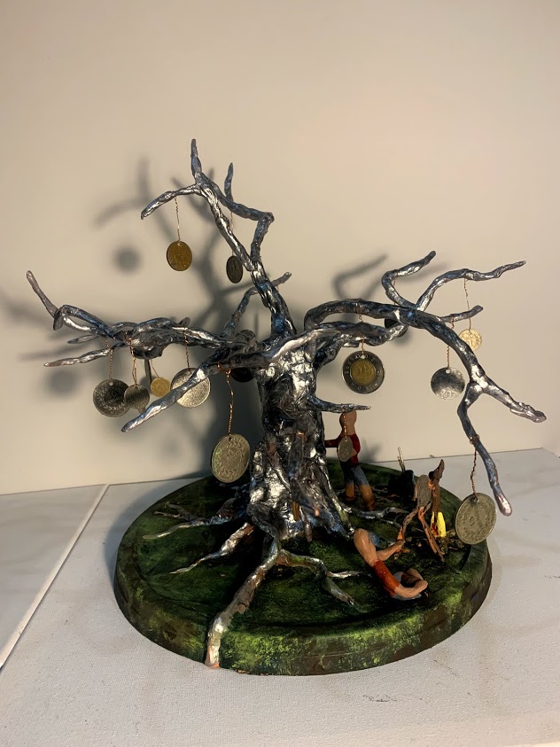 César Naranjo Umaña. Árbol. 2020. Arcilla y pintura acrílica. 67 x 49 cm