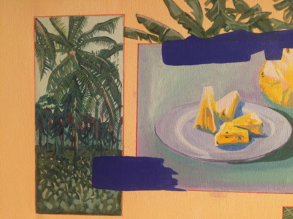 Diana Camacho Mora. Plato de Bomacil y naturaleza muerta. 2020. Acrílico sobre tela. 49 x 67 cm (detalles) (2)