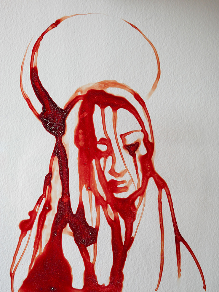 Nathalia Méndez García. Adentros. 2020. Sangre menstrual sobre placa de vidrio. 20 x 15 cm