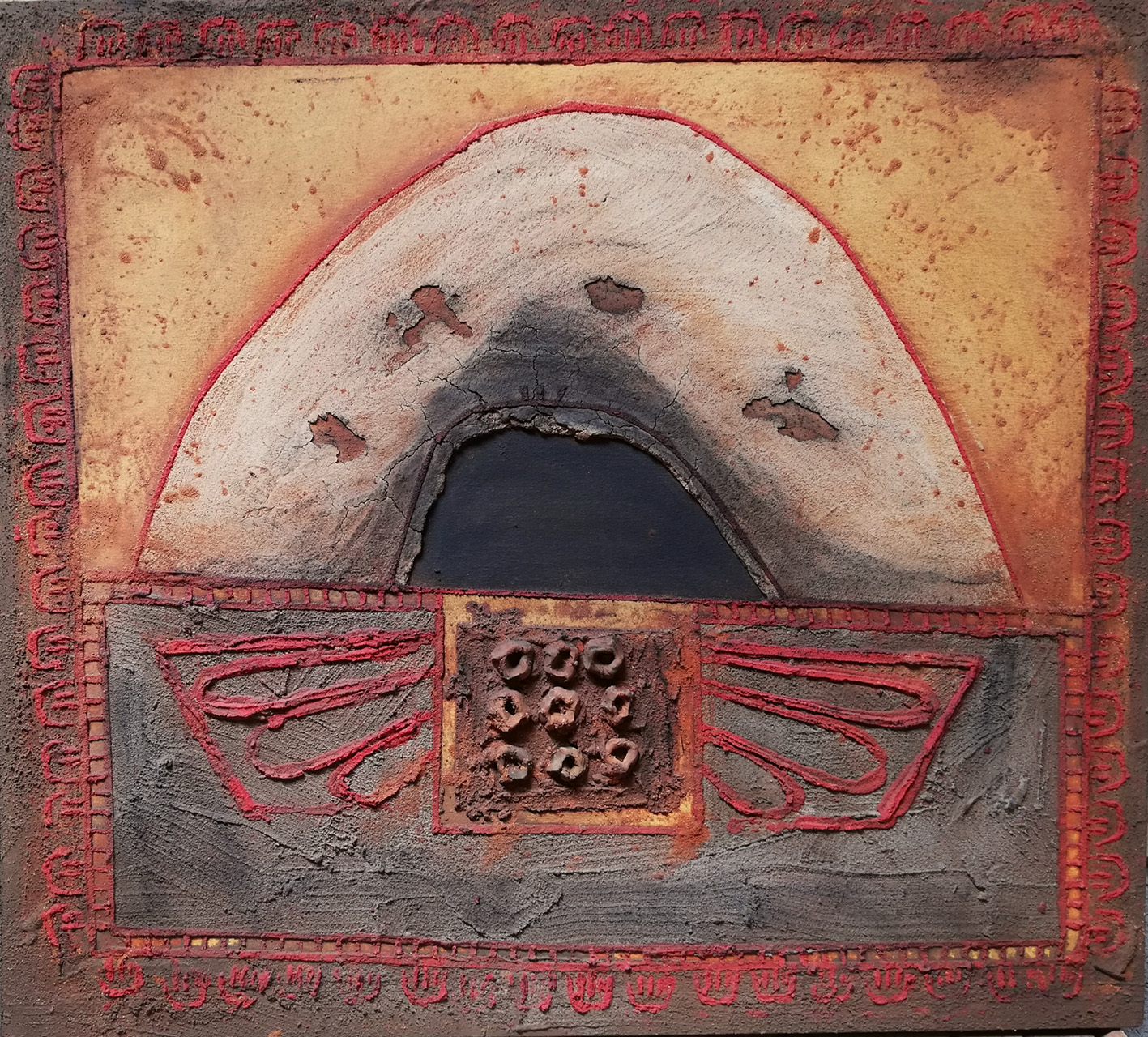 Horno de barro. 2020. Mixta sobre tela. 100x90cm