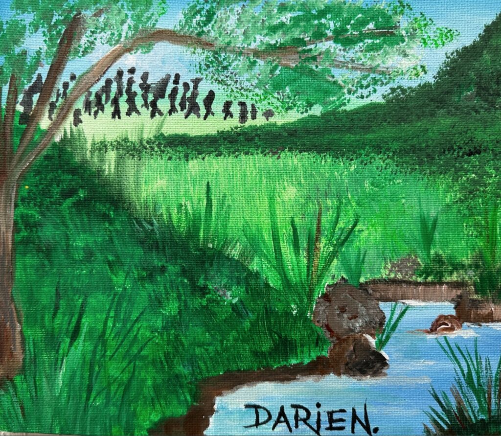 Obra en colores verdes